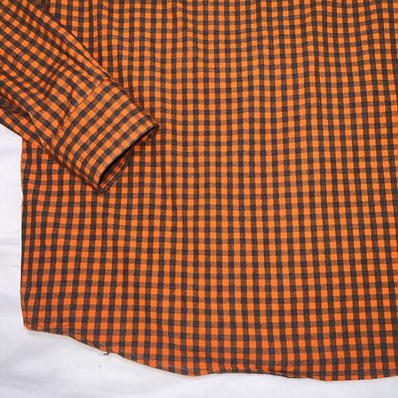 UNTUCKit Shirt Mens Size XL Blue Orange Gingham Button Long Sleeve Preppy Casual - Picture 10 of 11